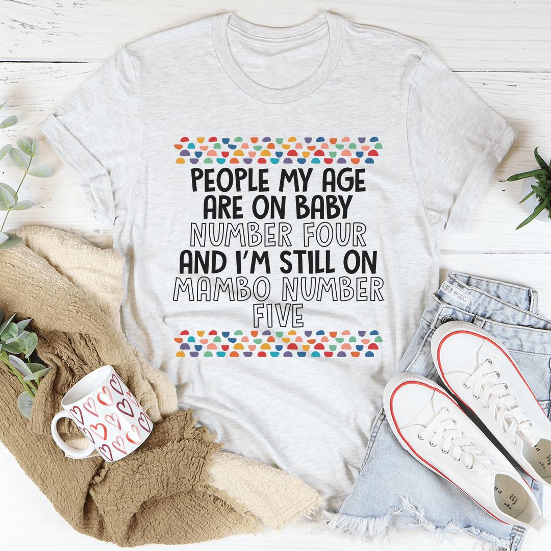 A stylish People My Age T-Shirt made from soft ring-spun cotton, featuring double stitching for durability, available in various sizes.