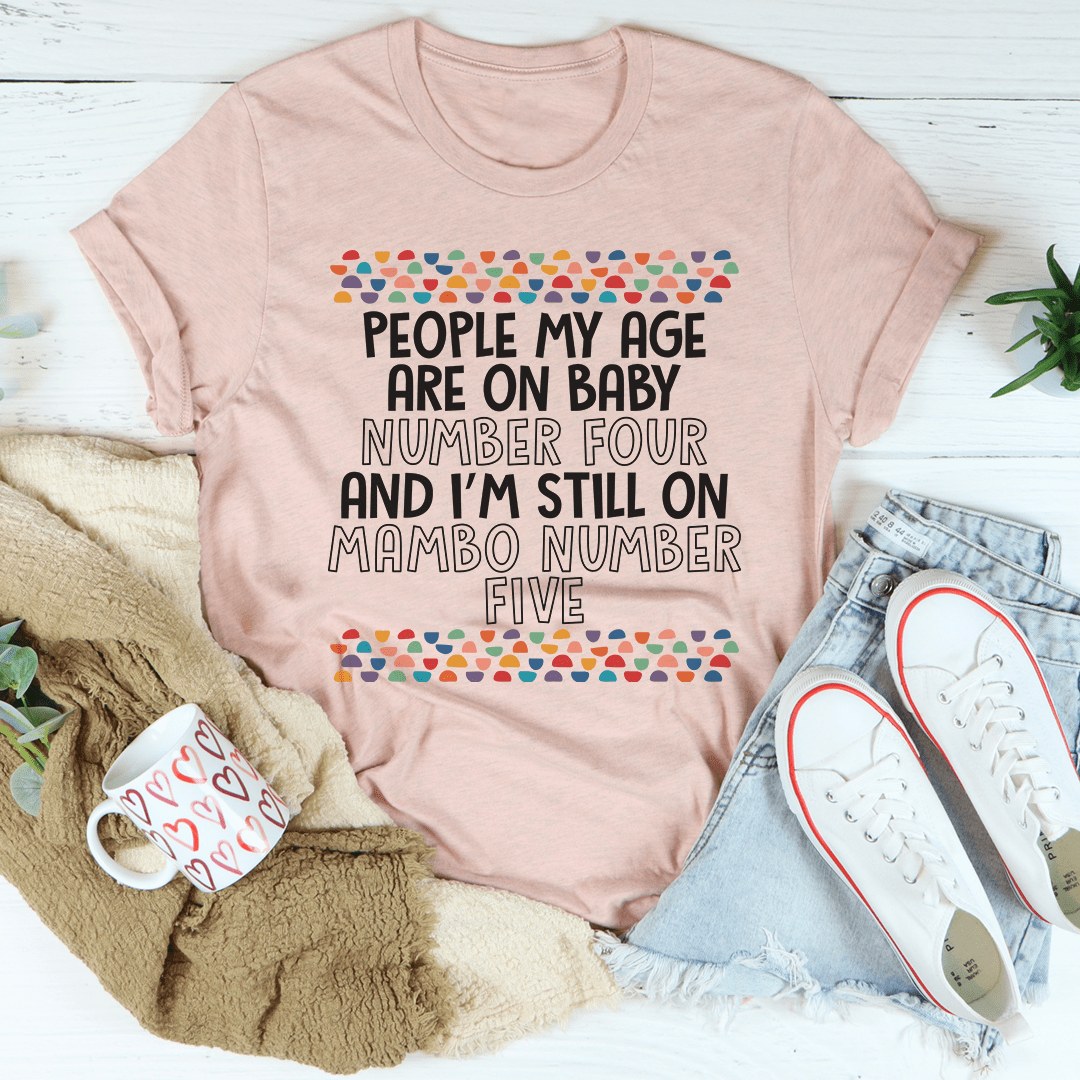 A stylish People My Age T-Shirt made from soft ring-spun cotton, featuring double stitching for durability, available in various sizes.