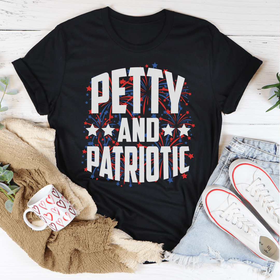 A soft, comfortable Petty And Patriotic Tee featuring a classic design, perfect for casual wear.