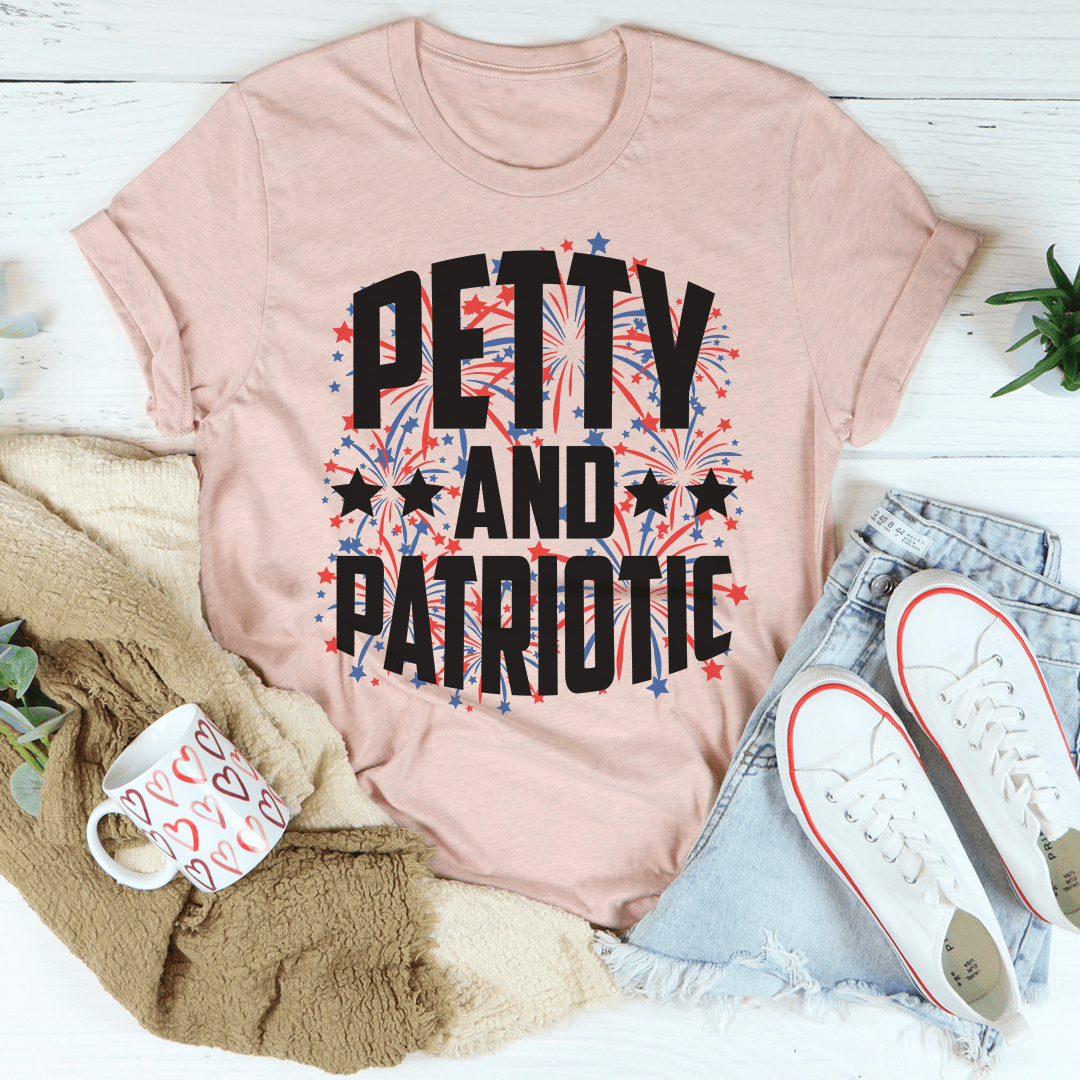 A soft, comfortable Petty And Patriotic Tee featuring a classic design, perfect for casual wear.