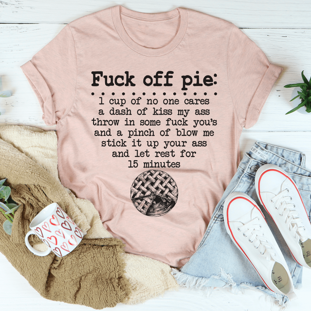 A comfortable Pie Recipe Tee made of soft ring-spun cotton, featuring double stitching for durability.