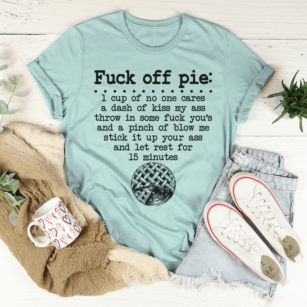 A comfortable Pie Recipe Tee made of soft ring-spun cotton, featuring double stitching for durability.