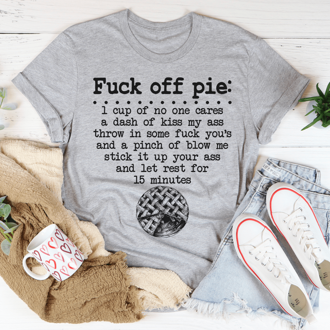 A comfortable Pie Recipe Tee made of soft ring-spun cotton, featuring double stitching for durability.