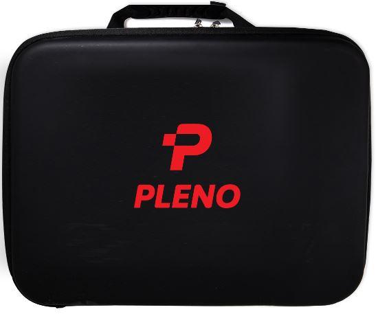 PLENO Carrying Case for massage gun attachments, featuring a waterproof design and compartments for M3.0, M5.1, and M5.2 models.