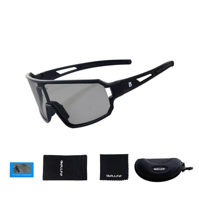 Polarized photochromic sunglasses with UV protection, suitable for men and women, displayed in various colors including black and blue starry.