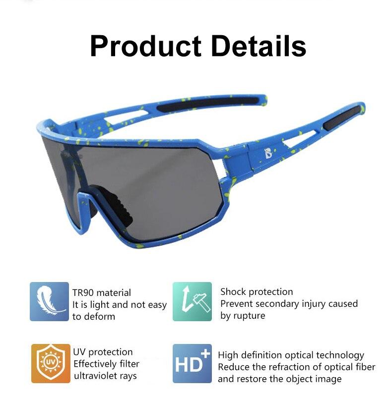 Polarized photochromic sunglasses with UV protection, suitable for men and women, displayed in various colors including black and blue starry.