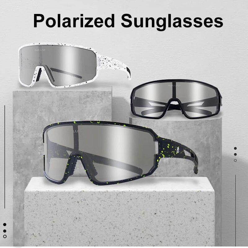 Polarized photochromic sunglasses with UV protection, suitable for men and women, displayed in various colors including black and blue starry.