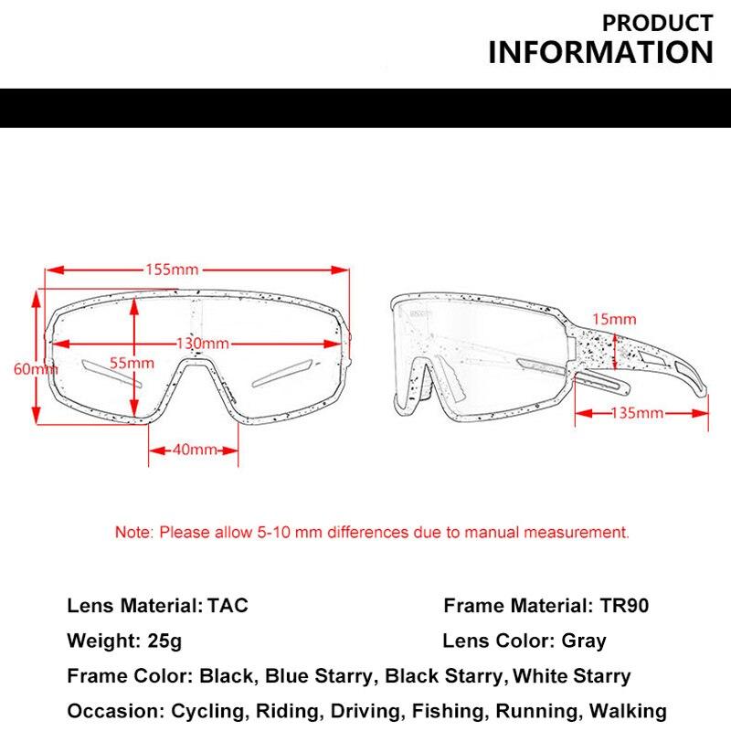 Polarized photochromic sunglasses with UV protection, suitable for men and women, displayed in various colors including black and blue starry.