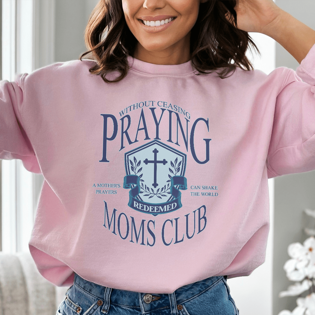 Stylish sweats from Praying Moms Club featuring unique designs by top artists, made from cozy cotton/poly fleece blend.