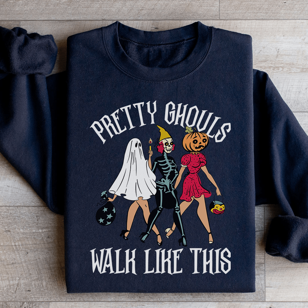 Cozy Pretty Ghouls sweats featuring unique designs by top artists, made from a warm cotton/poly fleece blend.