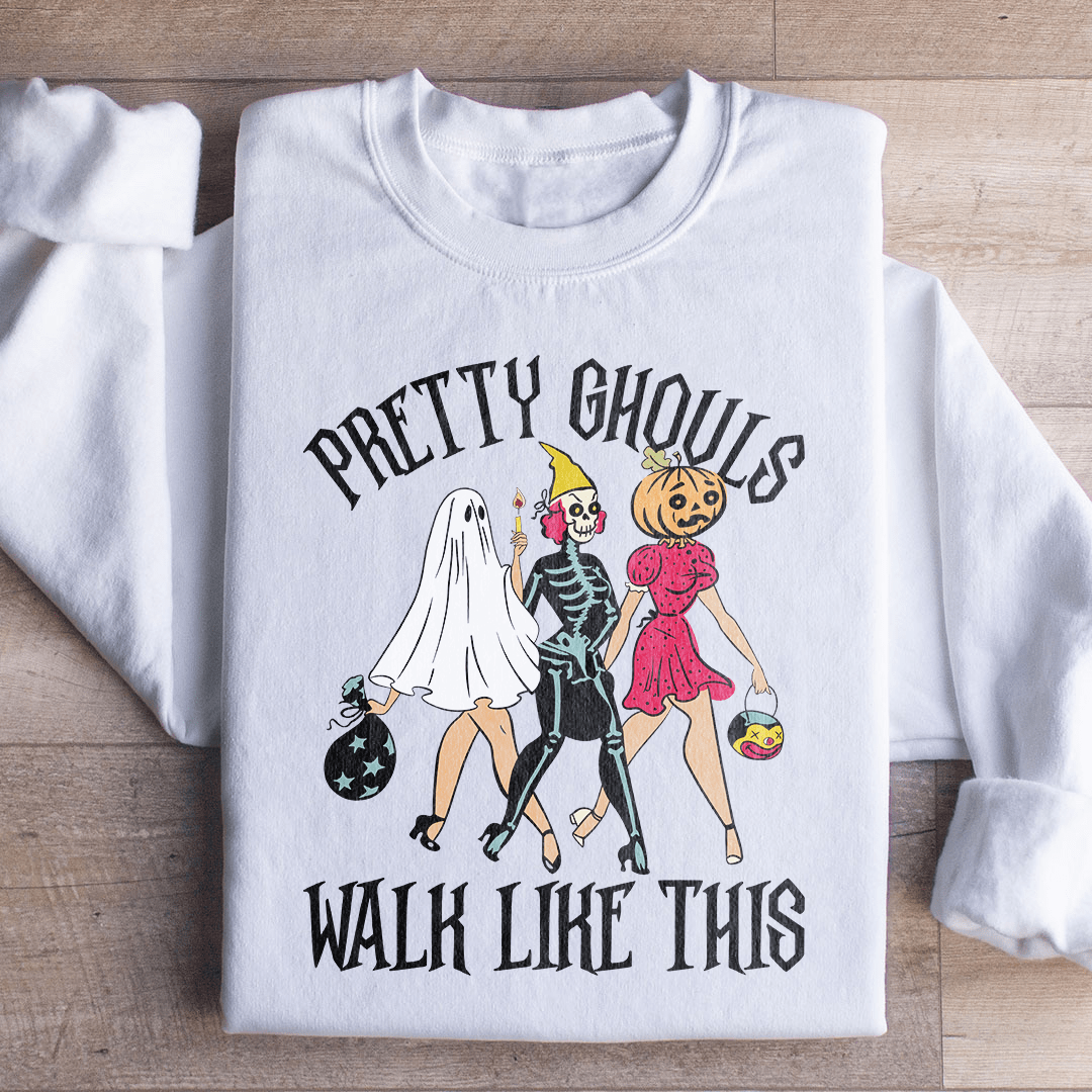 Cozy Pretty Ghouls sweats featuring unique designs by top artists, made from a warm cotton/poly fleece blend.