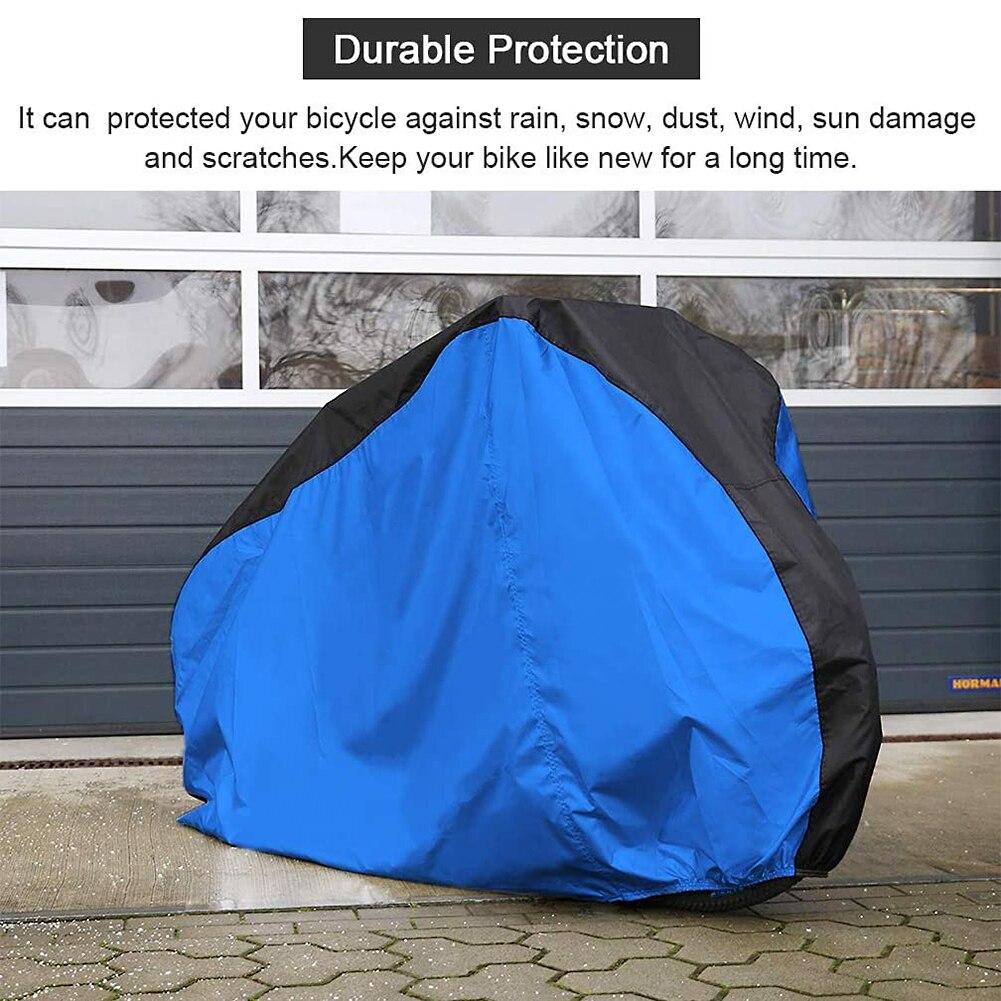 Waterproof Rain Bike Cover protecting a bicycle from rain and UV rays, showcasing its durable and dustproof design.