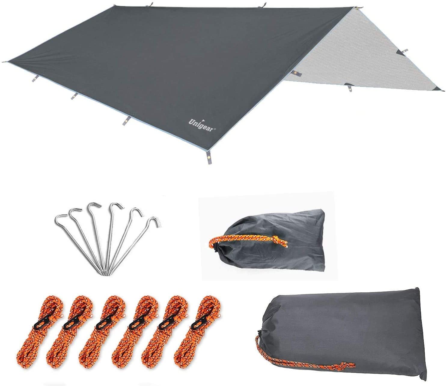 Rainproof Camping Tarp Shelter made of durable Oxford fabric, showcasing its waterproof features and spacious design for outdoor protection.