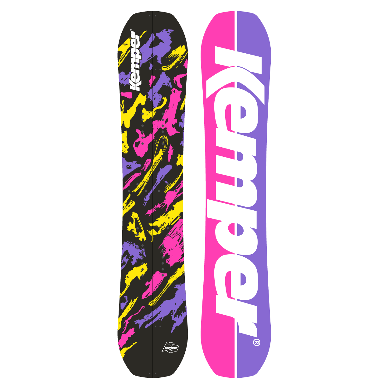 Kemper Rampage Splitboard showcasing its sleek design and construction features, ideal for deep powder and versatile snow conditions.