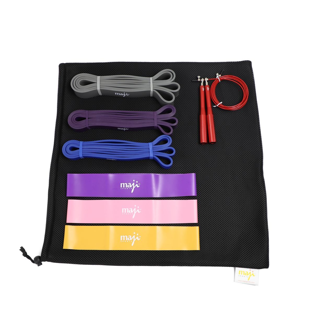 Resistance Training & Cardio Bundle featuring resistance bands, jump rope, and carry bag for effective workouts.