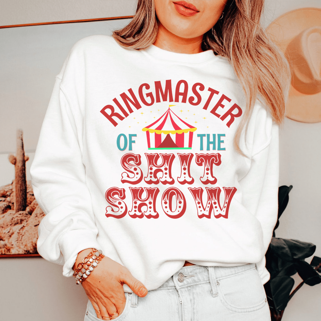 A stylish Ringmaster hoodie featuring unique artistic designs, made from a cozy cotton/poly fleece blend.