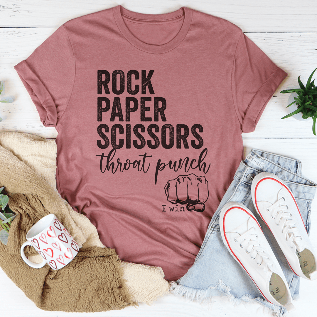 A stylish Rock Paper Scissors Tee made from soft ring-spun cotton, featuring double stitching for durability and a vibrant DTG printed design.