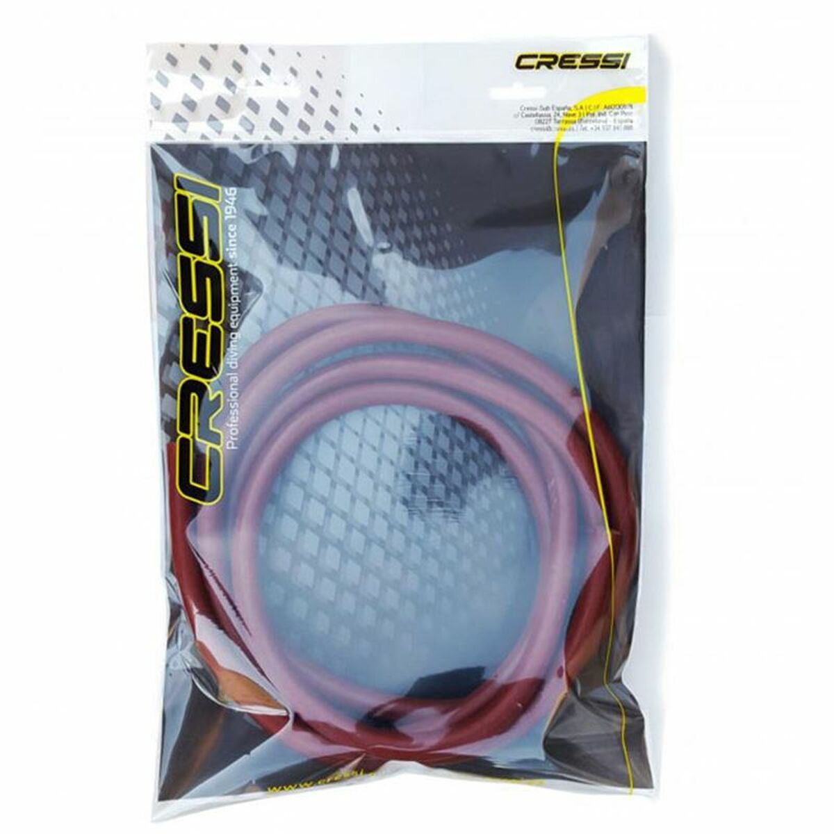 Packaged red spearfishing latex tubing.