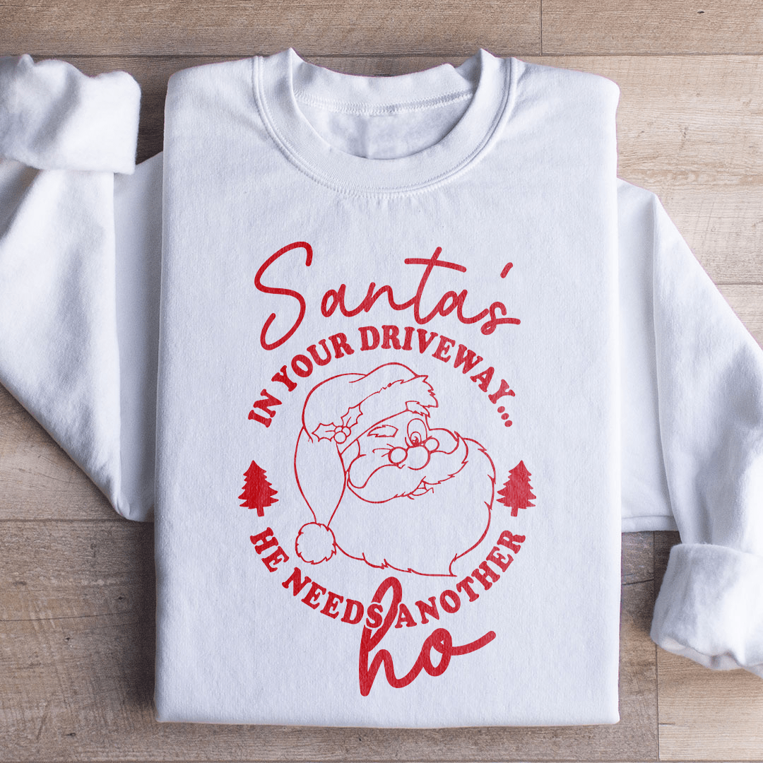 Cozy Santa's In Your Driveaway hoodie featuring unique designs by top artists, made from cotton/poly fleece blend.