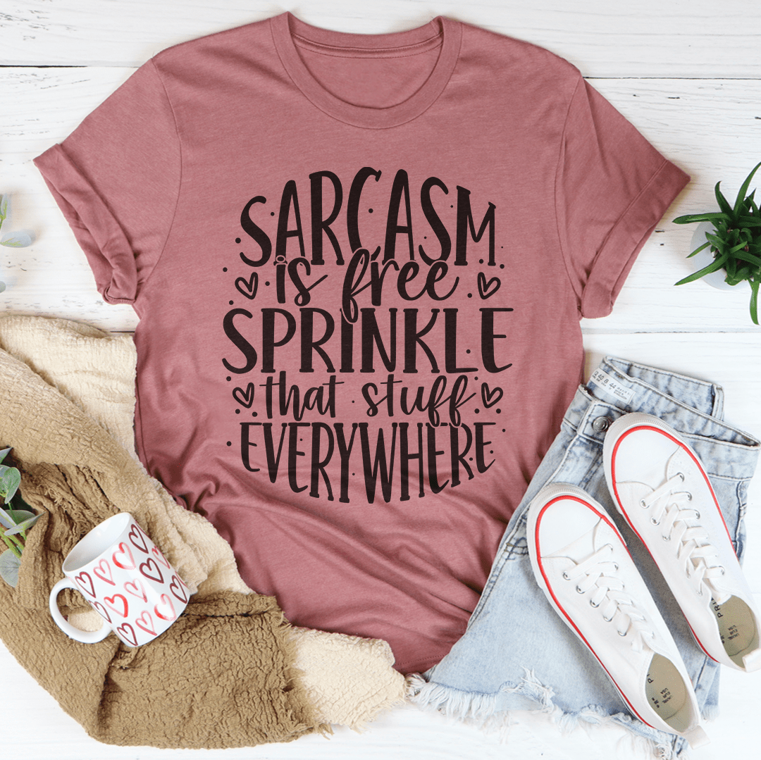 A comfortable Sarcasm Is Free Tee featuring a humorous print, made from soft ring-spun cotton.