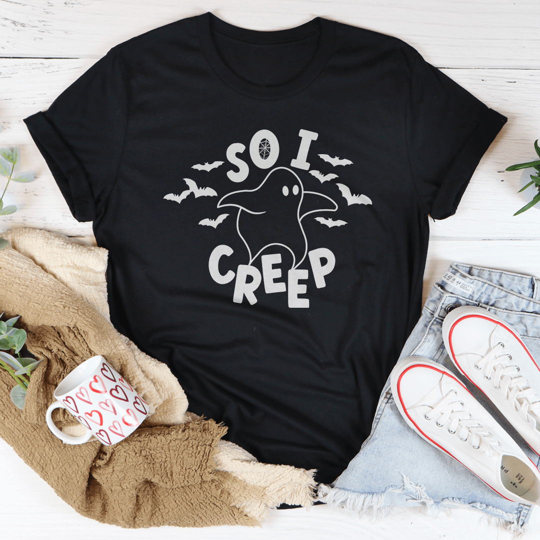 So I Creep T-Shirt made from soft ring-spun cotton, featuring double stitching for durability and a stylish design.