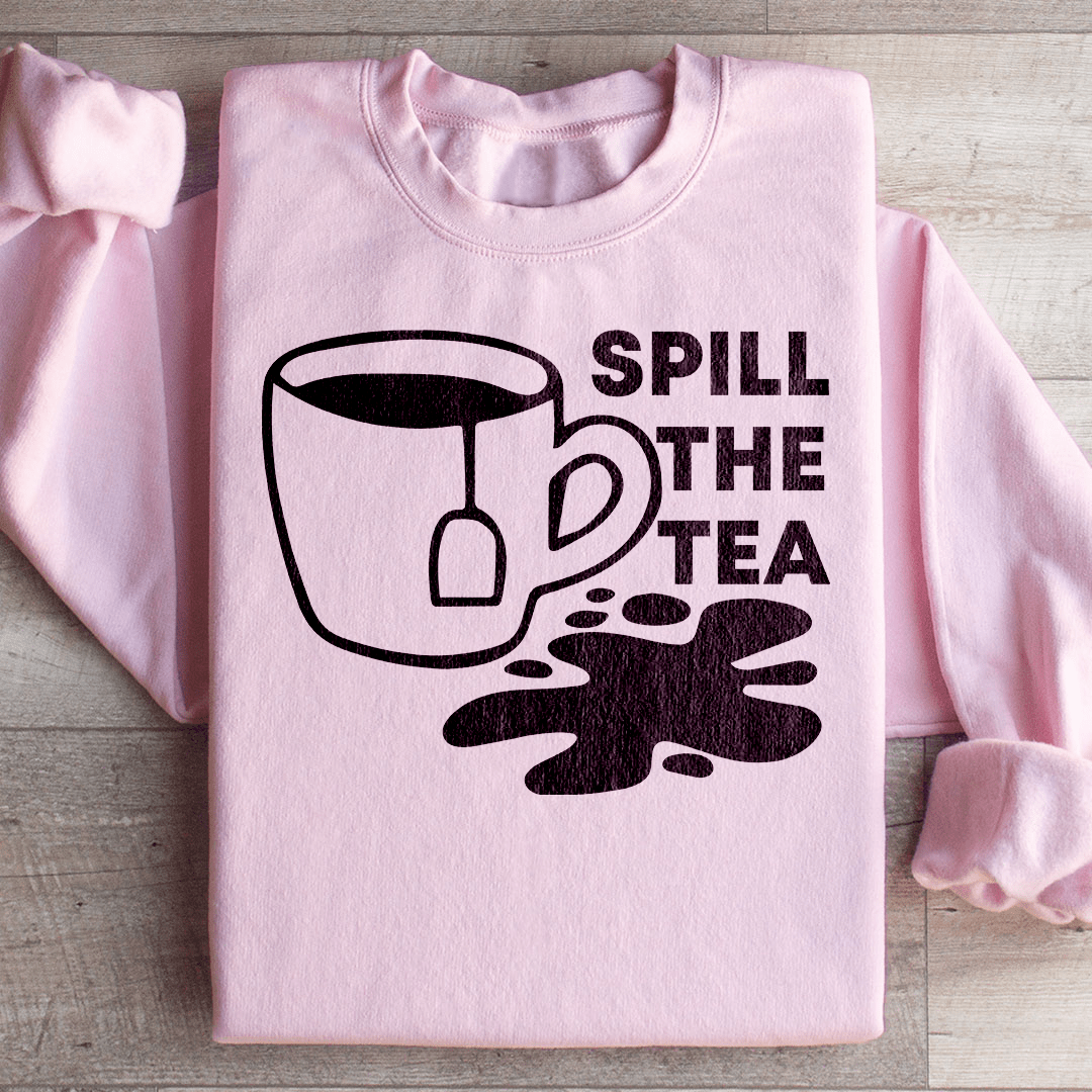 Cozy 'Spill The Tea' sweats featuring unique designs by top artists, made from a soft cotton/poly fleece blend.