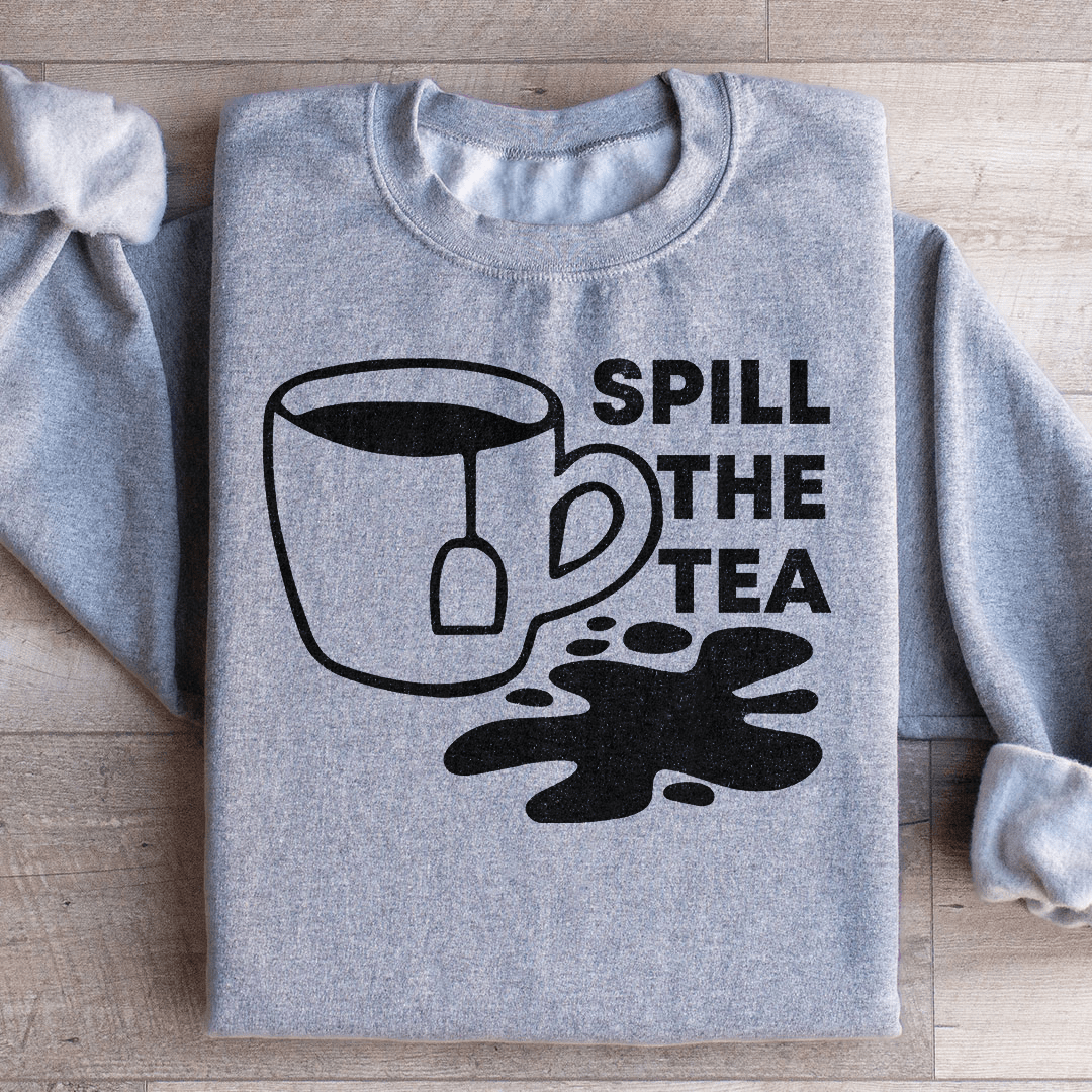 Cozy 'Spill The Tea' sweats featuring unique designs by top artists, made from a soft cotton/poly fleece blend.