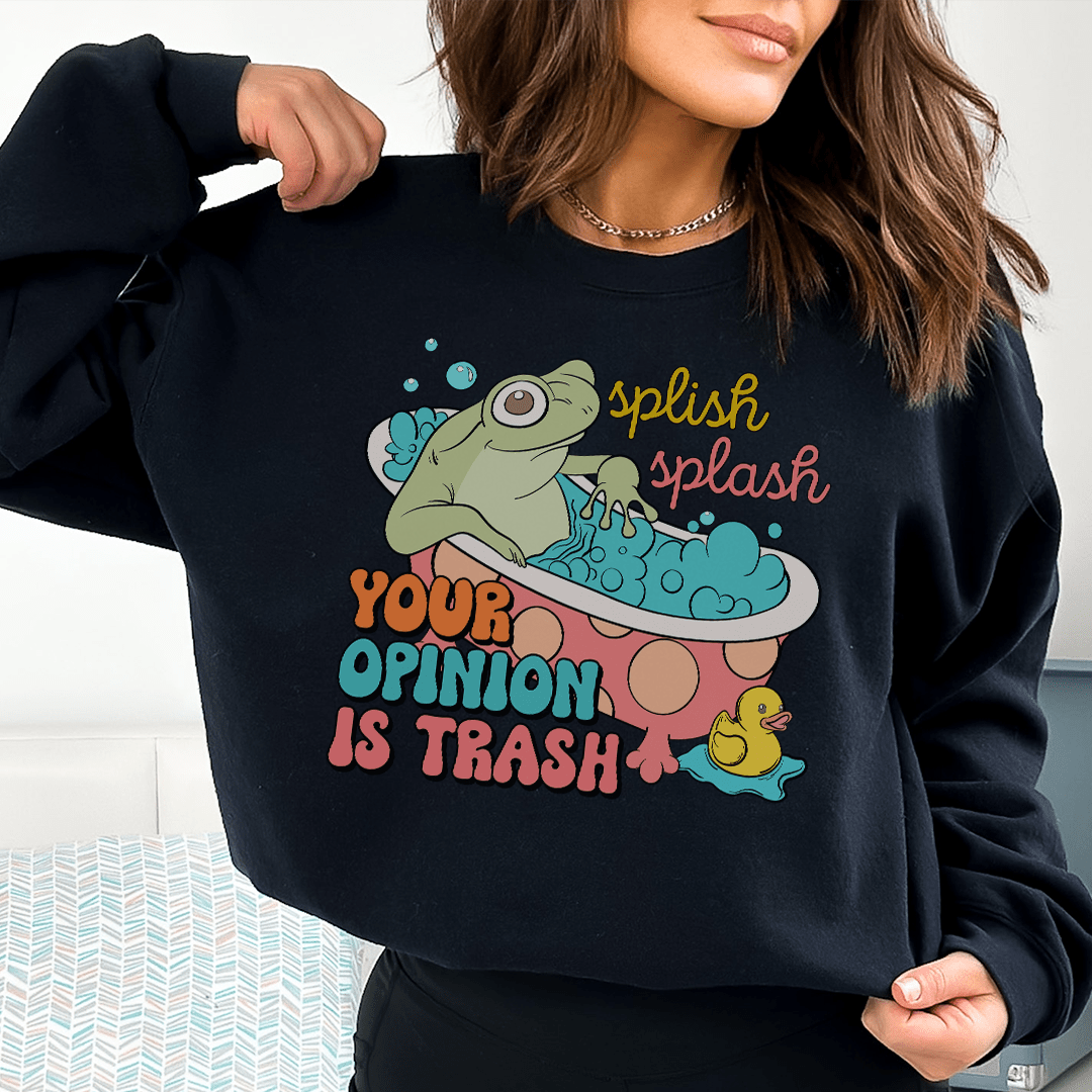 A cozy Splish Splash hoodie featuring unique artistic designs, perfect for casual wear.