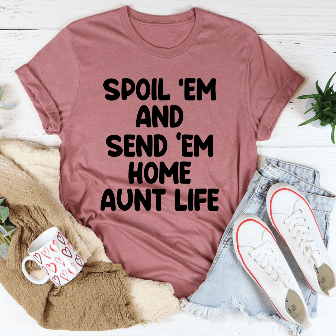 Aunt Life T-Shirt featuring a fun design, made from soft ring-spun cotton, showcasing durability and comfort.