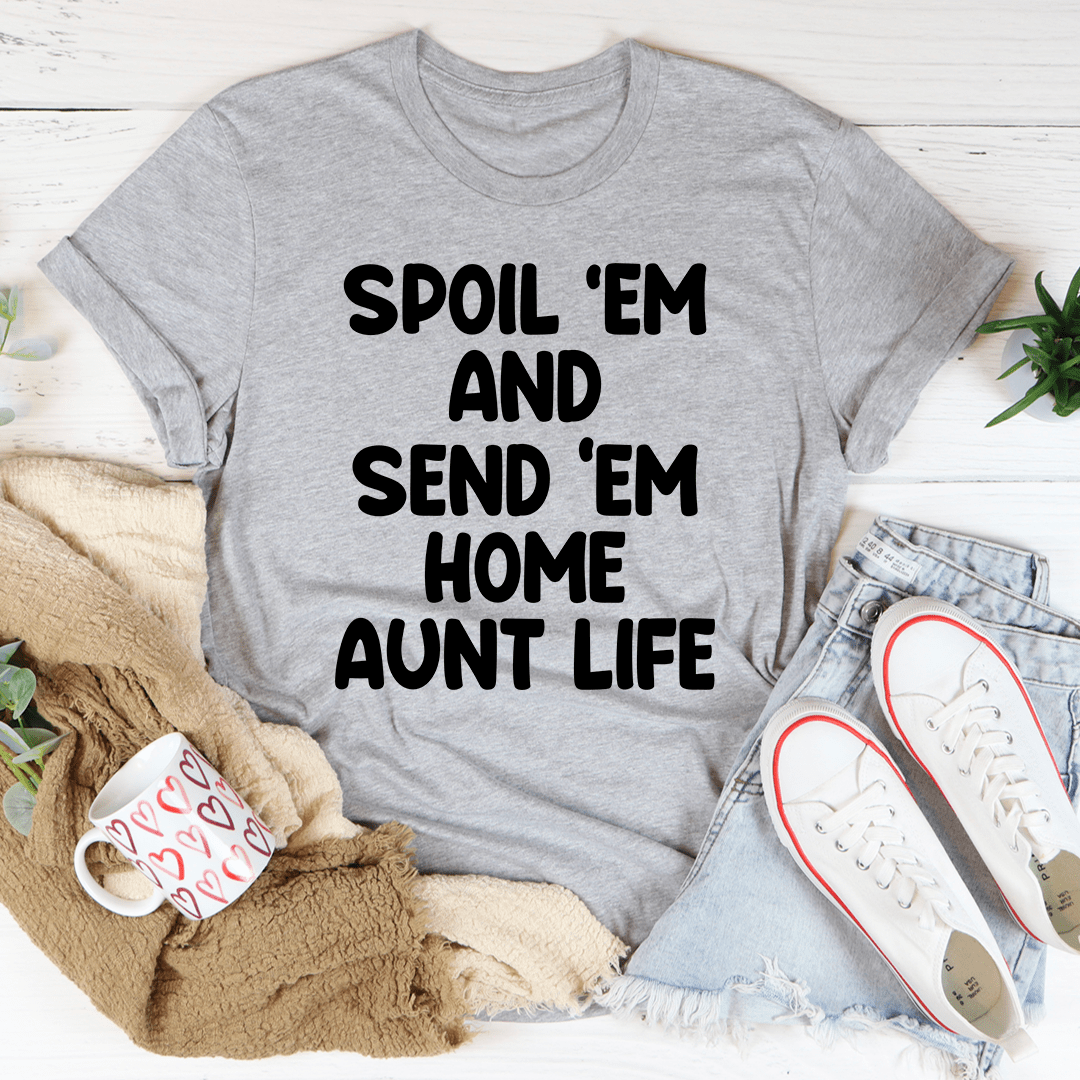 Aunt Life T-Shirt featuring a fun design, made from soft ring-spun cotton, showcasing durability and comfort.