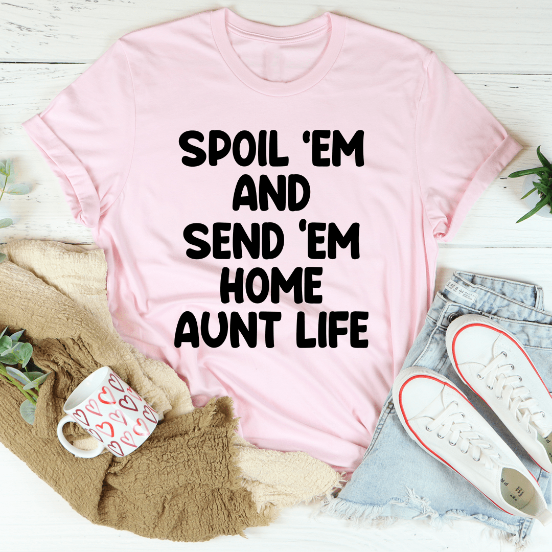 Aunt Life T-Shirt featuring a fun design, made from soft ring-spun cotton, showcasing durability and comfort.