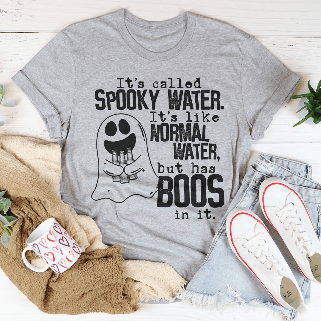 Spooky Water T-Shirt featuring vibrant Halloween-themed design on soft cotton fabric, perfect for festive occasions.