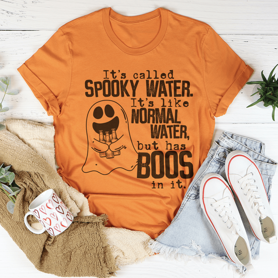 Spooky Water T-Shirt featuring vibrant Halloween-themed design on soft cotton fabric, perfect for festive occasions.