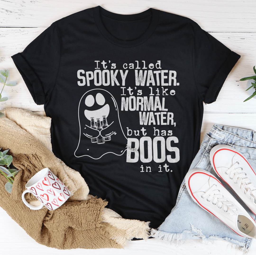 Spooky Water T-Shirt featuring vibrant Halloween-themed design on soft cotton fabric, perfect for festive occasions.