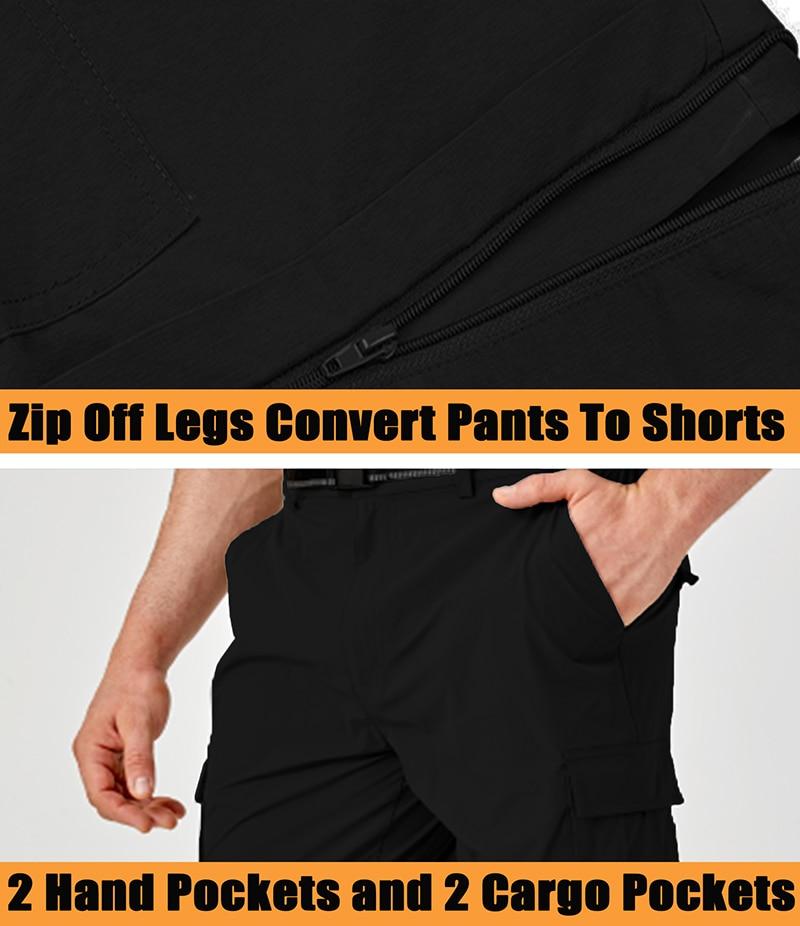 Men's summer convertible pants in various colors, showcasing lightweight and quick-dry fabric, ideal for outdoor activities.