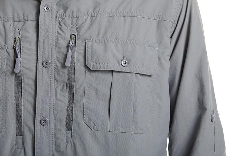 Men's Summer Tactical Shirt featuring breathable mesh, multiple pockets, and long sleeves in various colors.