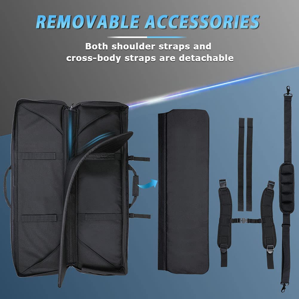 Sunfiner Urban Series Double Soft Rifle Case in urban design, showcasing multiple pockets and molle straps for gear attachment.