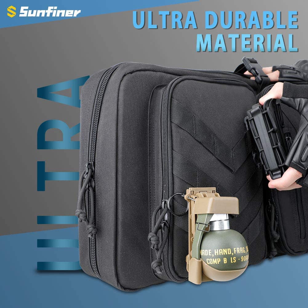 Sunfiner Urban Series Double Soft Rifle Case in urban design, showcasing multiple pockets and molle straps for gear attachment.