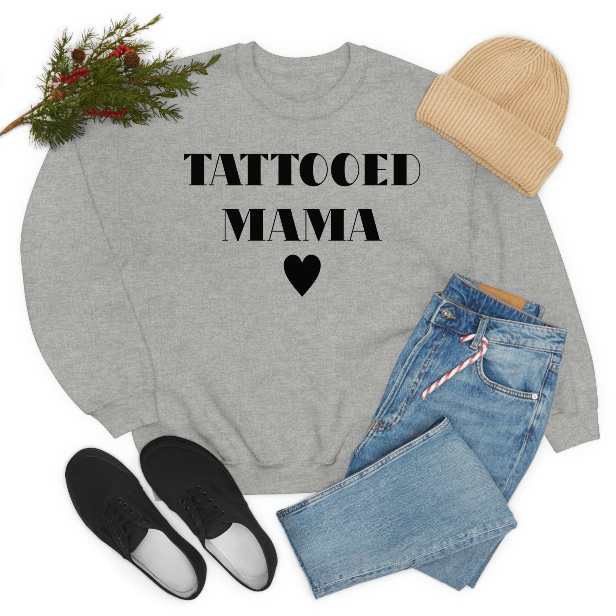 Tattooed Mama t-shirt made from soft ring-spun cotton, featuring durable double stitching and a stylish design.