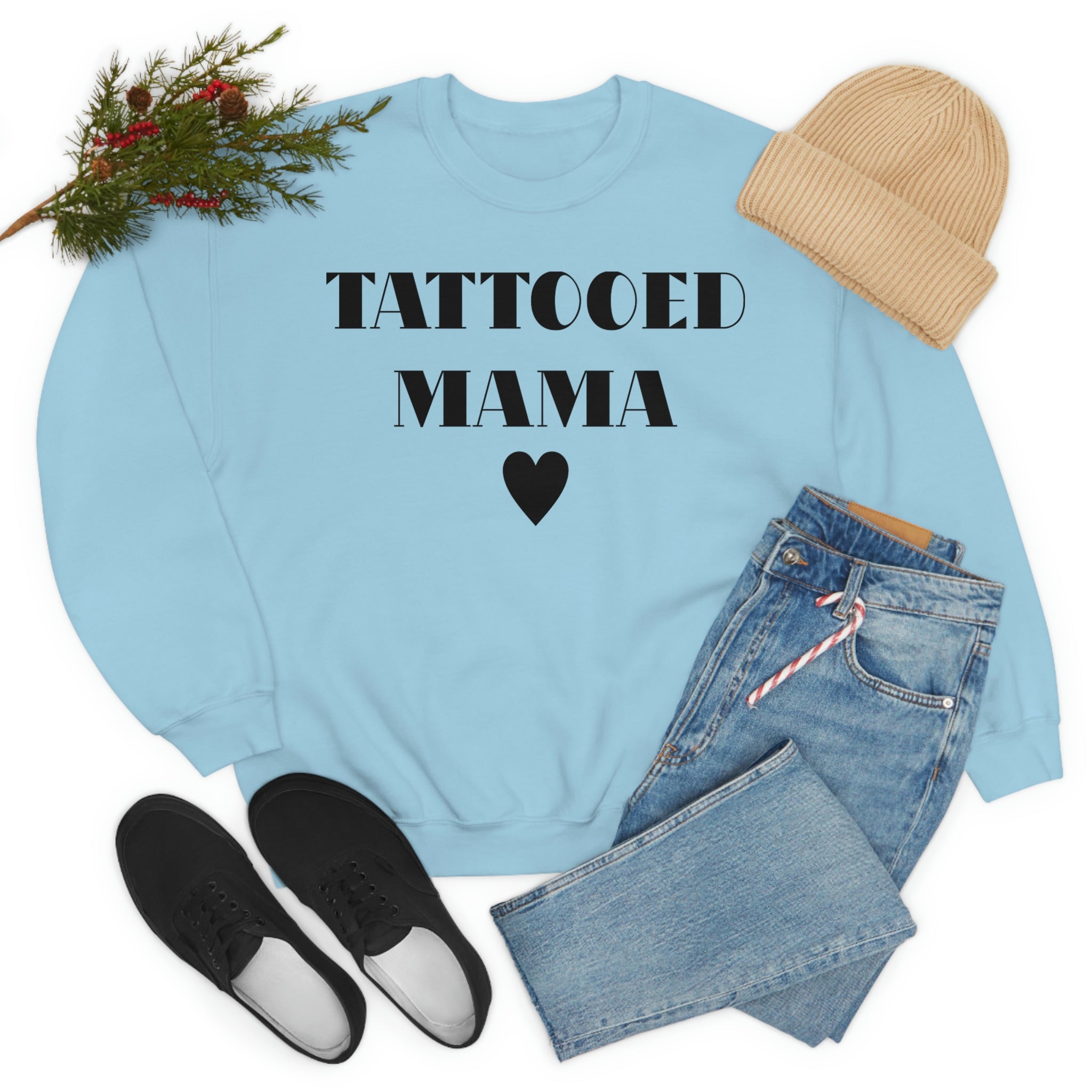 Tattooed Mama t-shirt made from soft ring-spun cotton, featuring durable double stitching and a stylish design.