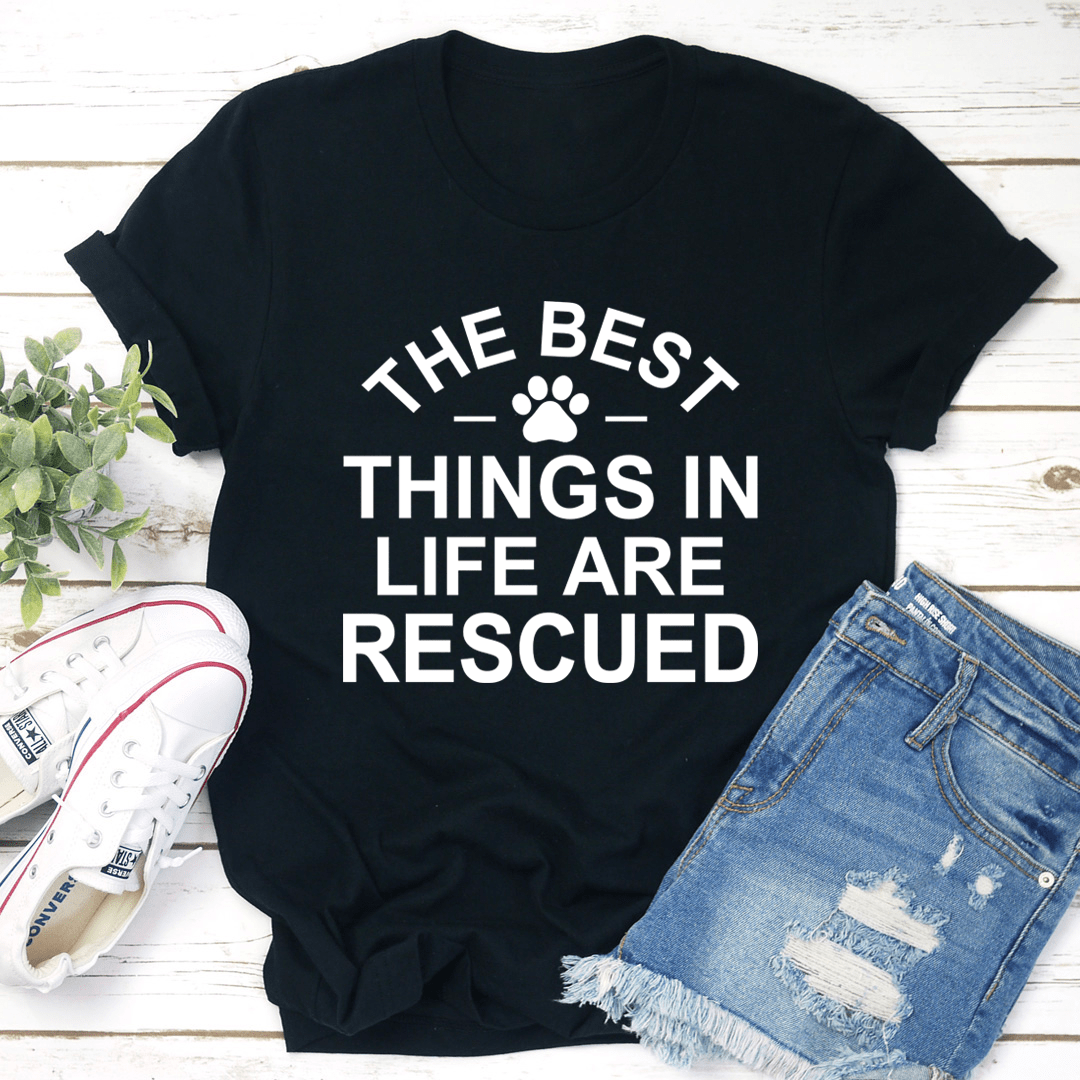 A soft and durable Rescue Tee t-shirt in various colors, showcasing its double stitching and comfortable fit.