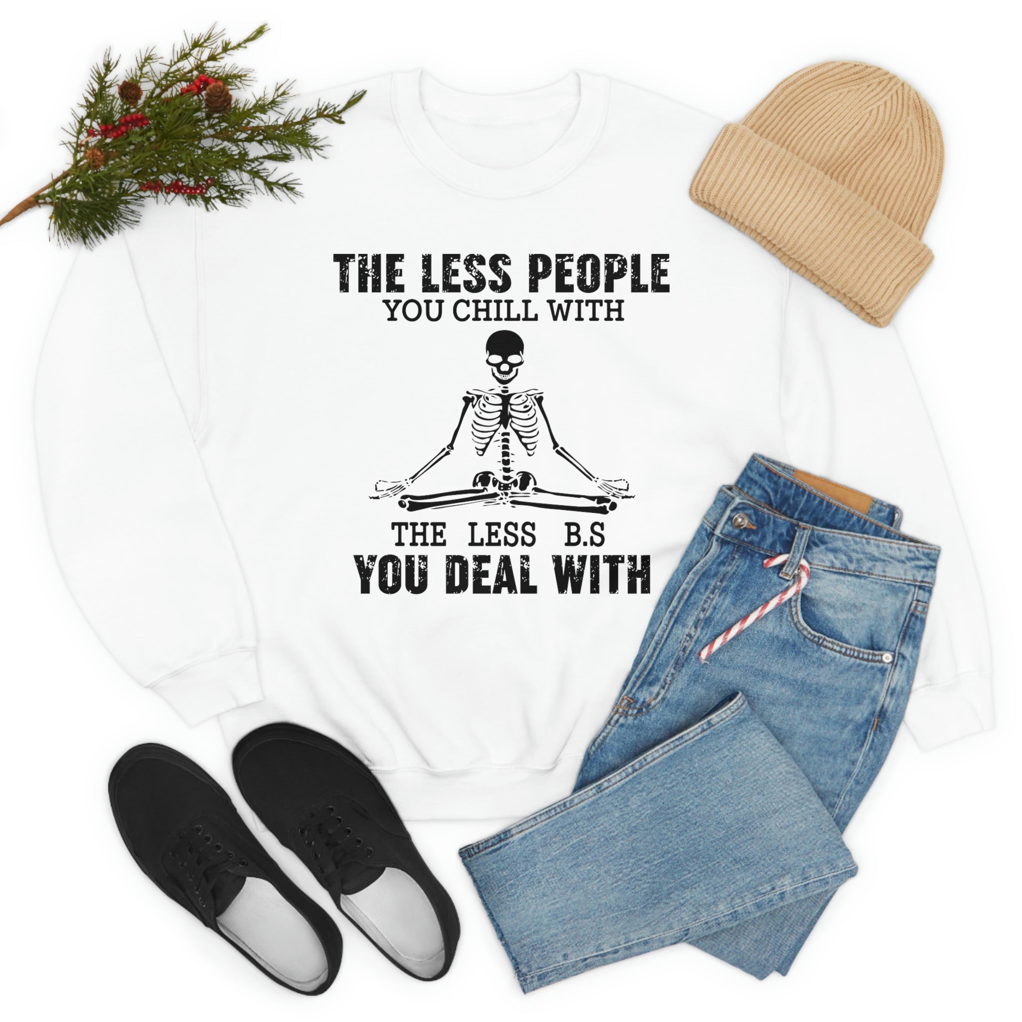 A comfortable and stylish t-shirt featuring the phrase 'The Less People You Chill With', made from soft ring-spun cotton with durable stitching.