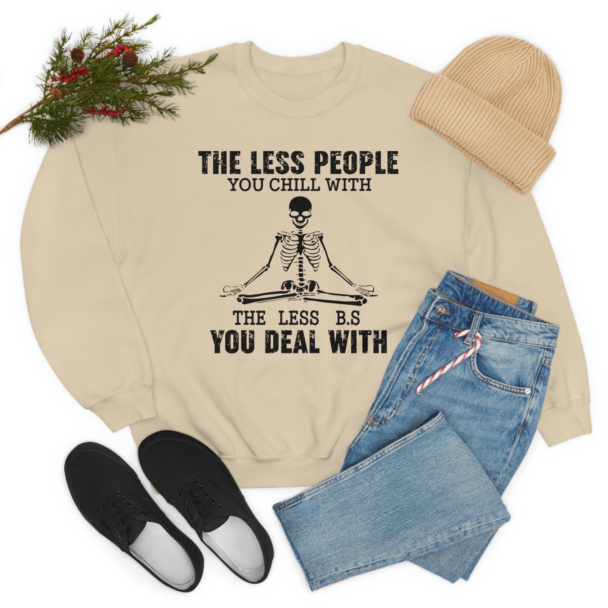 A comfortable and stylish t-shirt featuring the phrase 'The Less People You Chill With', made from soft ring-spun cotton with durable stitching.