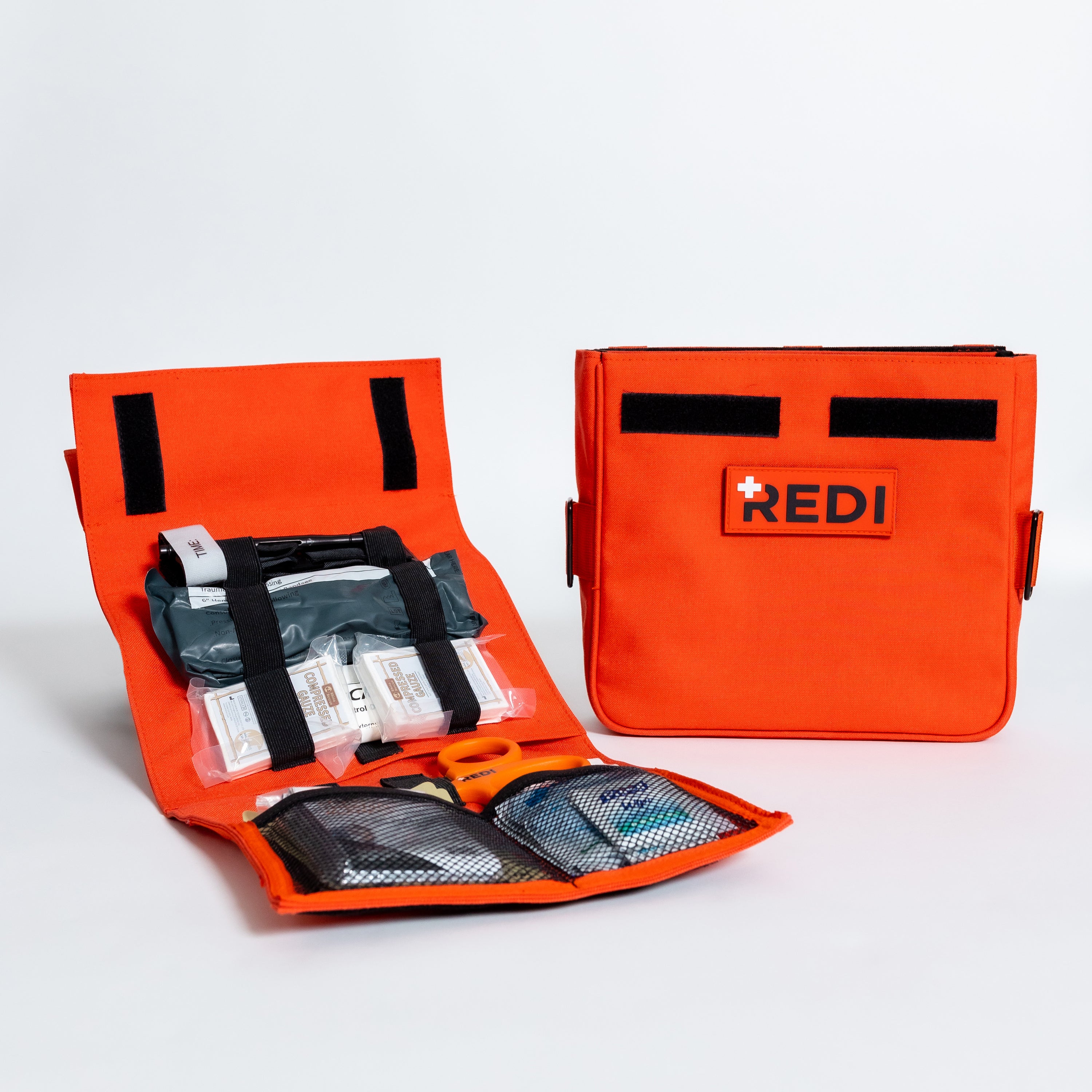 The Roadie + featuring a quick-release trauma pack, designed for emergency preparedness with essential life-saving items.