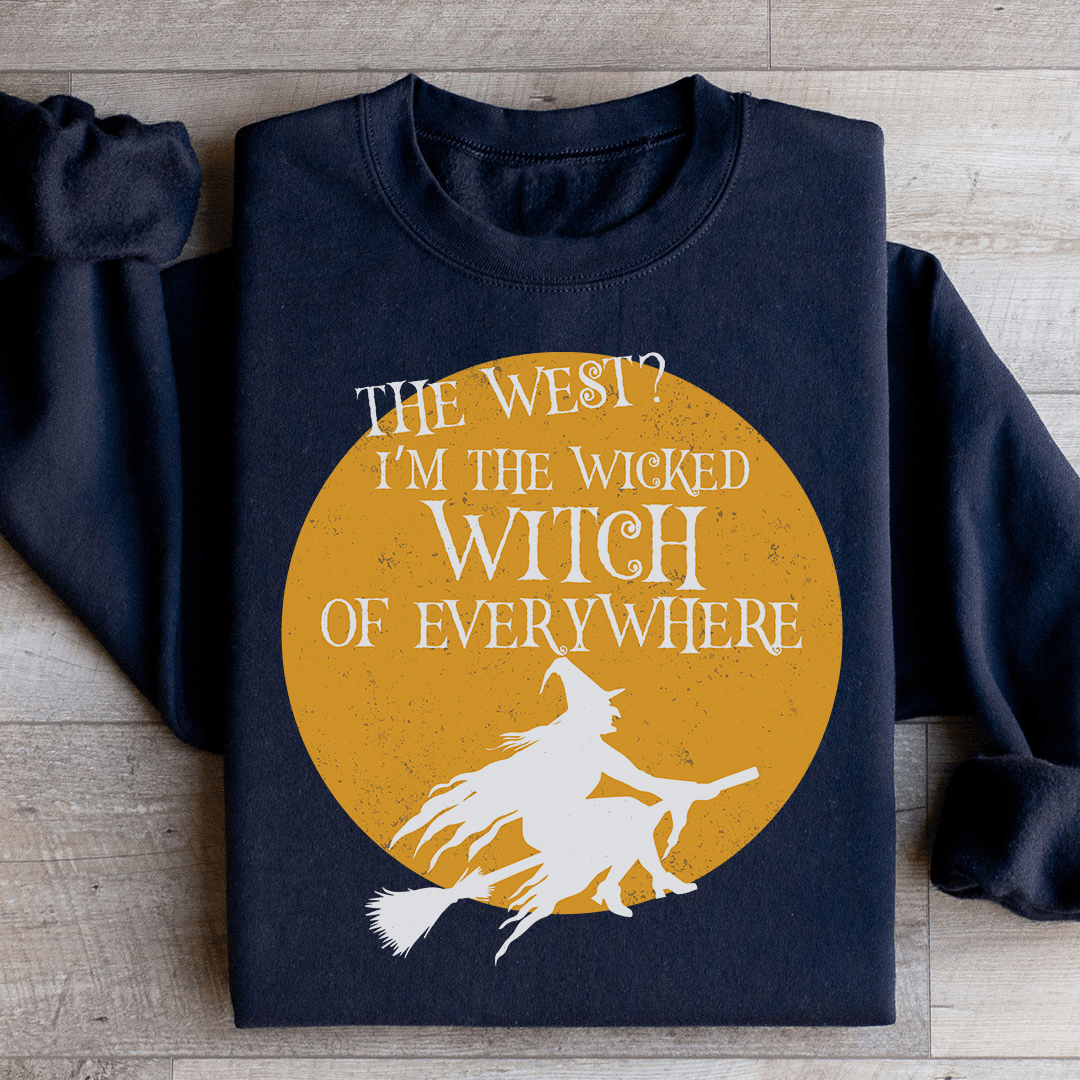 The Wicked Witch Of Everywhere sweats featuring a unique artistic design, made from a cozy cotton/poly fleece blend with adjustable cuffs.