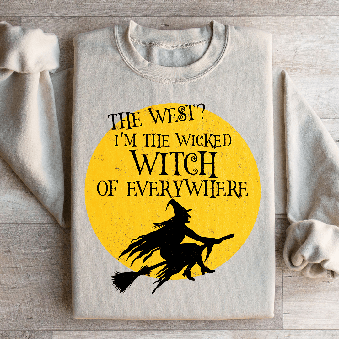 The Wicked Witch Of Everywhere sweats featuring a unique artistic design, made from a cozy cotton/poly fleece blend with adjustable cuffs.