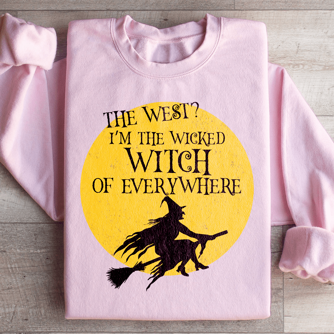 The Wicked Witch Of Everywhere sweats featuring a unique artistic design, made from a cozy cotton/poly fleece blend with adjustable cuffs.