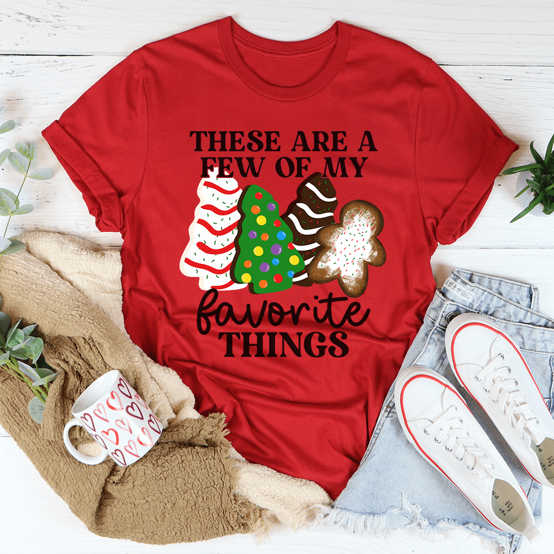 A comfortable and stylish t-shirt featuring the phrase 'These Are A Few Of My Favorite Things', made from soft ring-spun cotton.