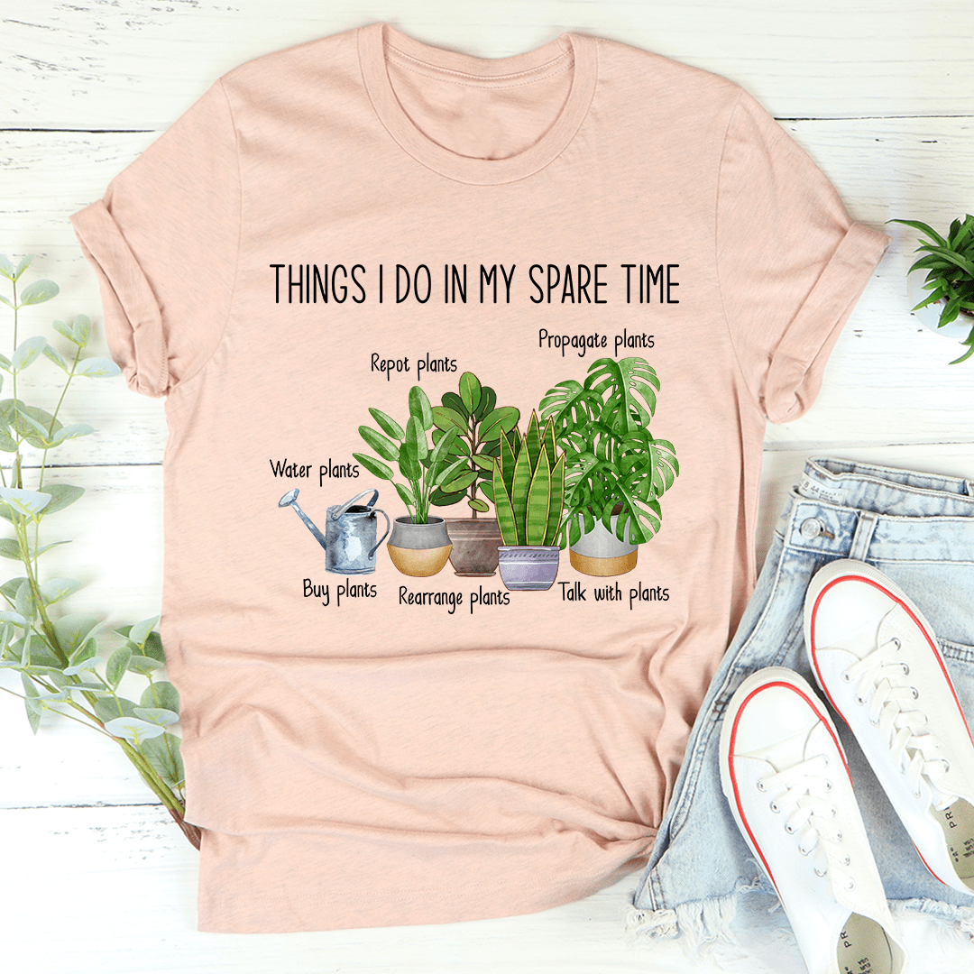 A comfortable and stylish Things I Do In My Spare Time Tee made from soft ring-spun cotton, featuring double stitching for durability.