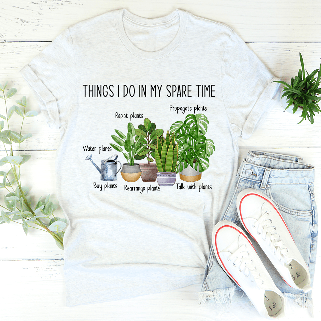 A comfortable and stylish Things I Do In My Spare Time Tee made from soft ring-spun cotton, featuring double stitching for durability.